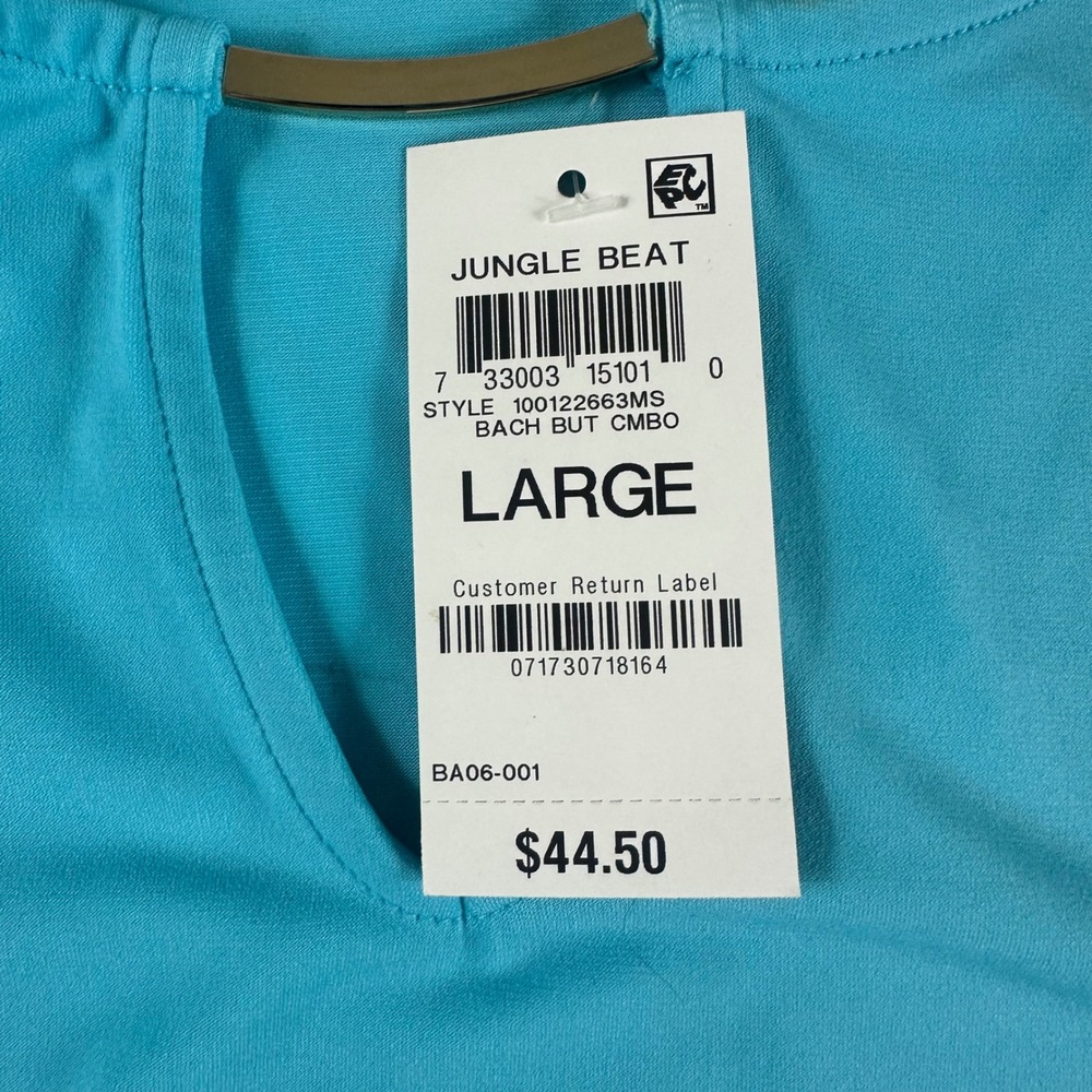 NWT JM Collection Women's Large Turquoise‎ Blue Keyhole Ruched Sleeveless Top - Picture 3 of 7